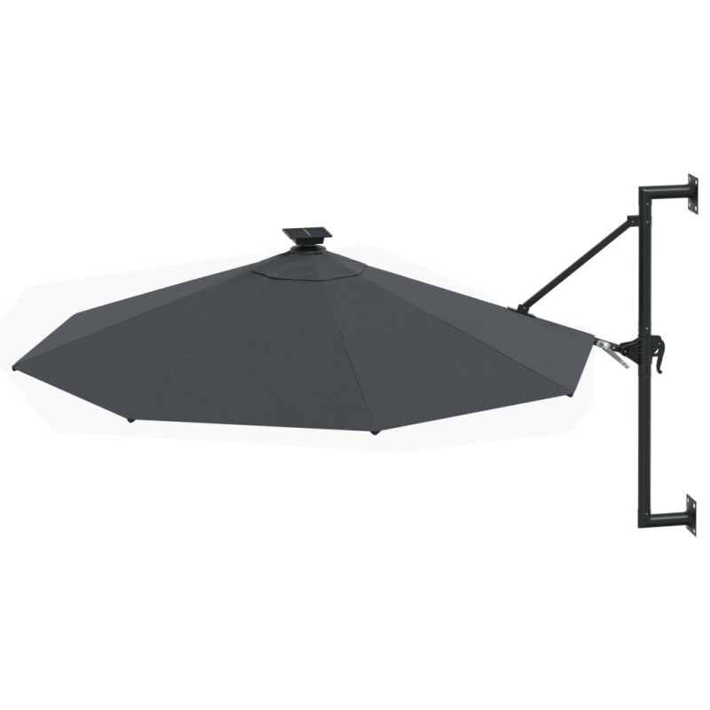 Parasol ogrodowy z LED, ścienny, 300 cm, antracytowy