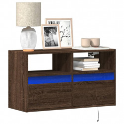 Ścienna szafka TV z LED, brązowy dąb, 80x31x45 cm