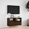 Ścienna szafka TV z LED, brązowy dąb, 80x31x45 cm
