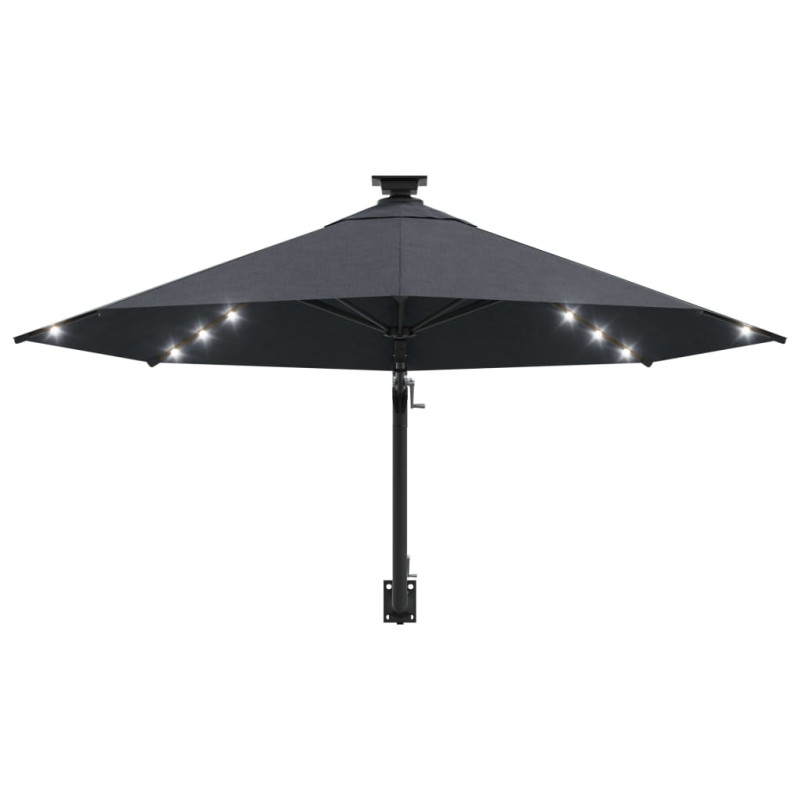 Parasol ogrodowy z LED, ścienny, 300 cm, antracytowy