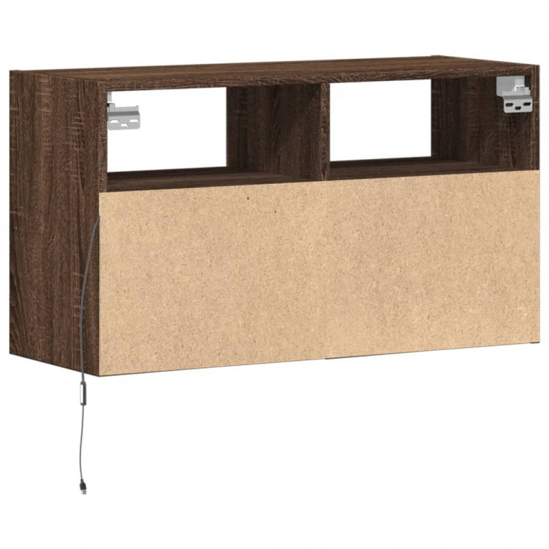 Ścienna szafka TV z LED, brązowy dąb, 80x31x45 cm