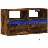 Ścienna szafka TV z LED, przydymiony dąb, 80x31x45 cm