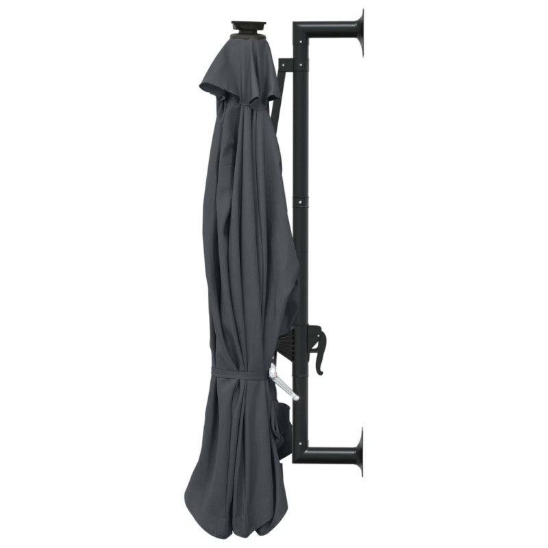 Parasol ogrodowy z LED, ścienny, 300 cm, antracytowy