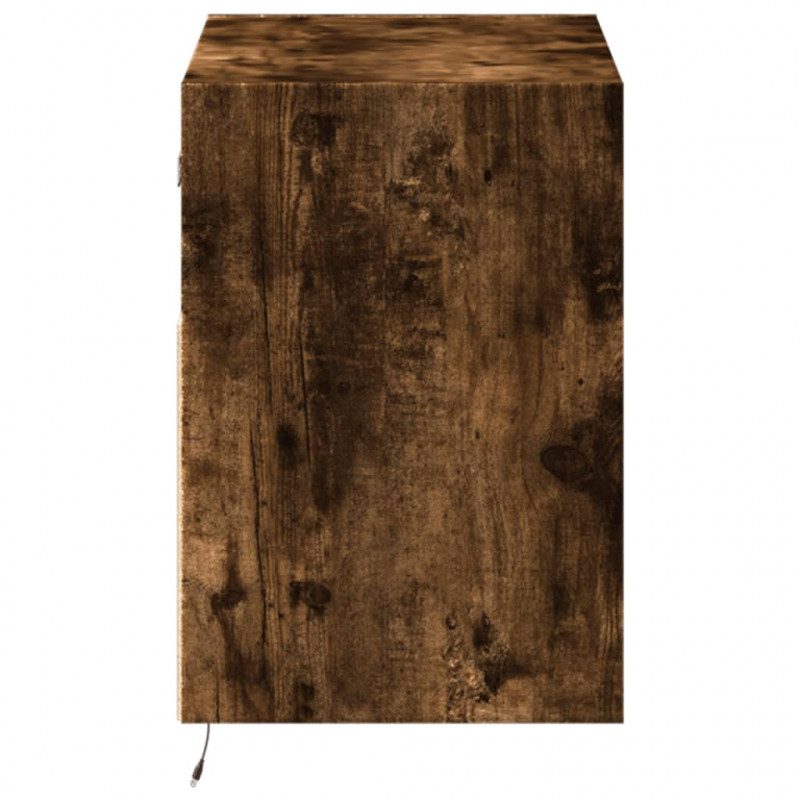 Ścienna szafka TV z LED, przydymiony dąb, 80x31x45 cm