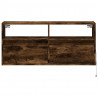 Ścienna szafka TV z LED, przydymiony dąb, 100x31x45 cm