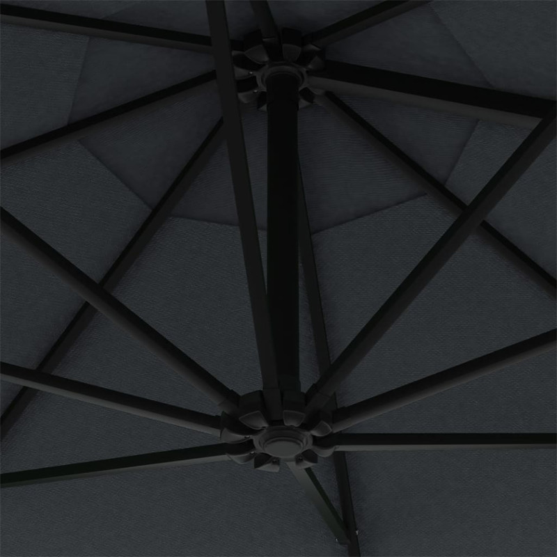 Parasol ogrodowy z LED, ścienny, 300 cm, antracytowy