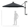 Parasol ogrodowy z LED, ścienny, 300 cm, antracytowy