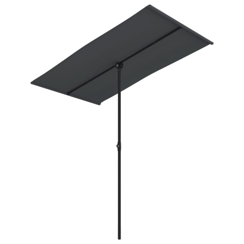 Parasol ogrodowy na aluminiowym słupku, 180x110 cm, czarny