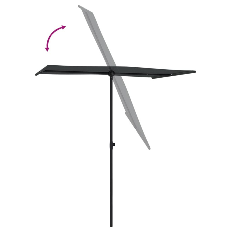 Parasol ogrodowy na aluminiowym słupku, 180x110 cm, czarny