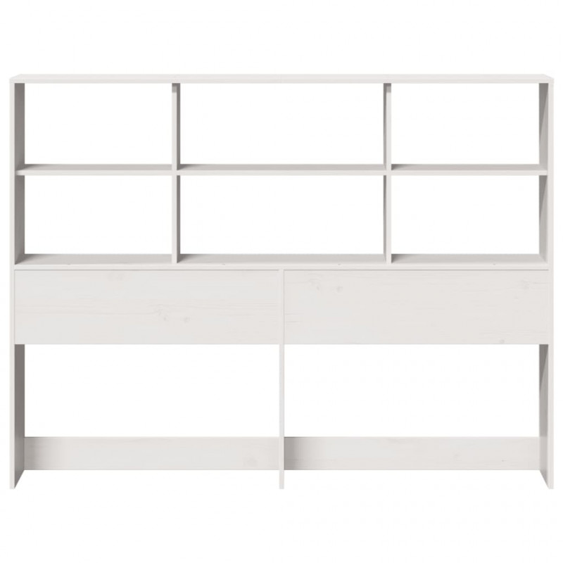 Wezgłowie do łóżka, z półkami, białe, 150 cm, drewno sosnowe