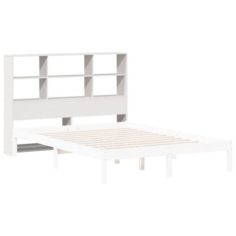 Wezgłowie do łóżka, z półkami, białe, 150 cm, drewno sosnowe