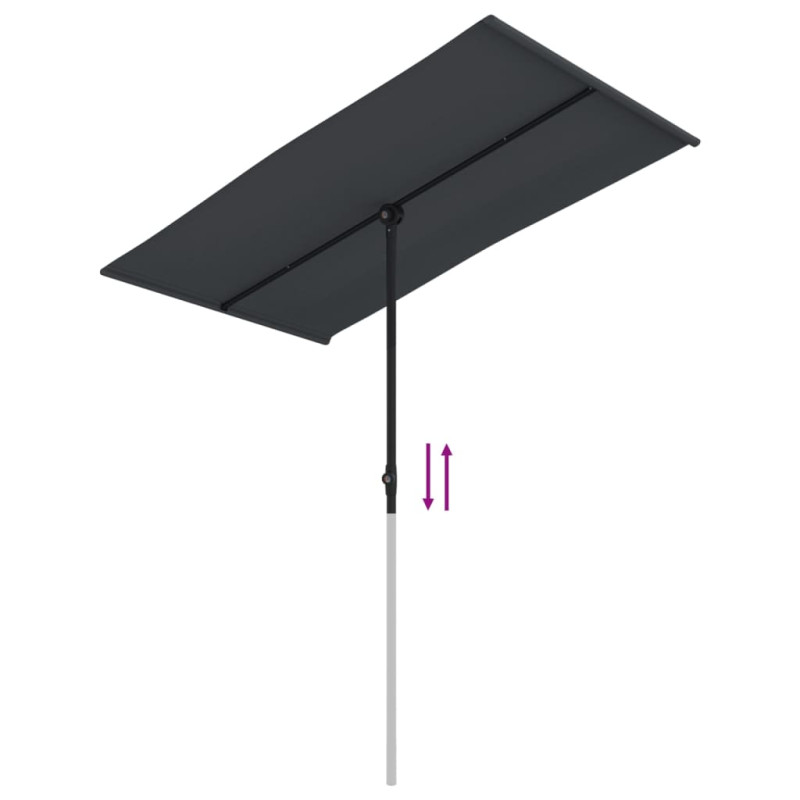 Parasol ogrodowy na aluminiowym słupku, 180x110 cm, czarny