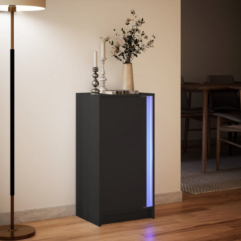 Szafka z LED, czarna, 42,5x34x85 cm, materiał drewnopochodny