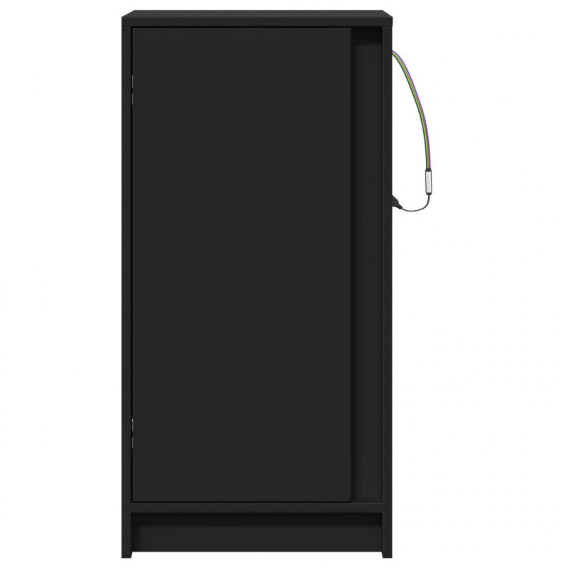 Szafka z LED, czarna, 42,5x34x85 cm, materiał drewnopochodny