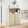 Szafka z LED, dąb sonoma, 77x34x100 cm, materiał drewnopochodny