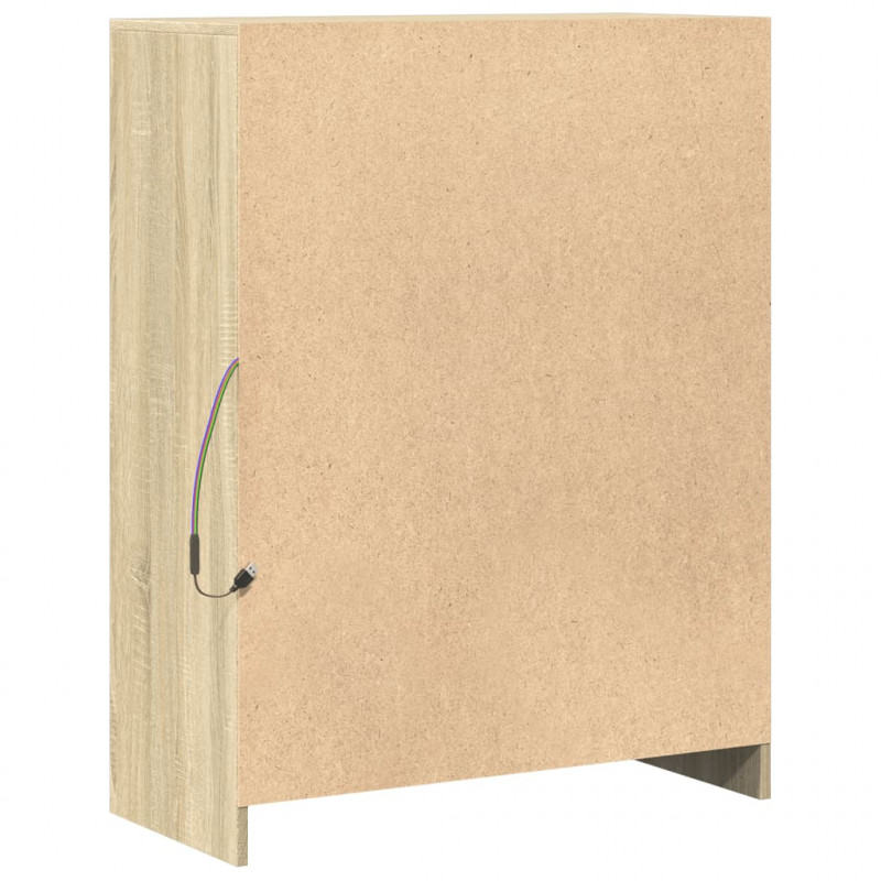 Szafka z LED, dąb sonoma, 77x34x100 cm, materiał drewnopochodny