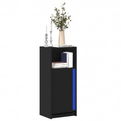 Szafka z LED, czarna, 42,5x34x100 cm, materiał drewnopochodny