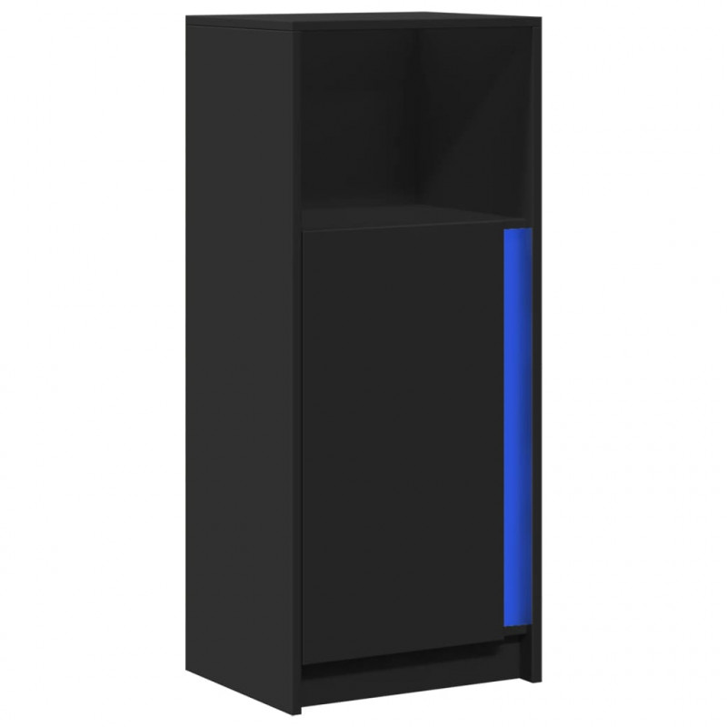 Szafka z LED, czarna, 42,5x34x100 cm, materiał drewnopochodny