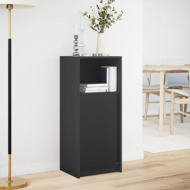Szafka z LED, czarna, 42,5x34x100 cm, materiał drewnopochodny
