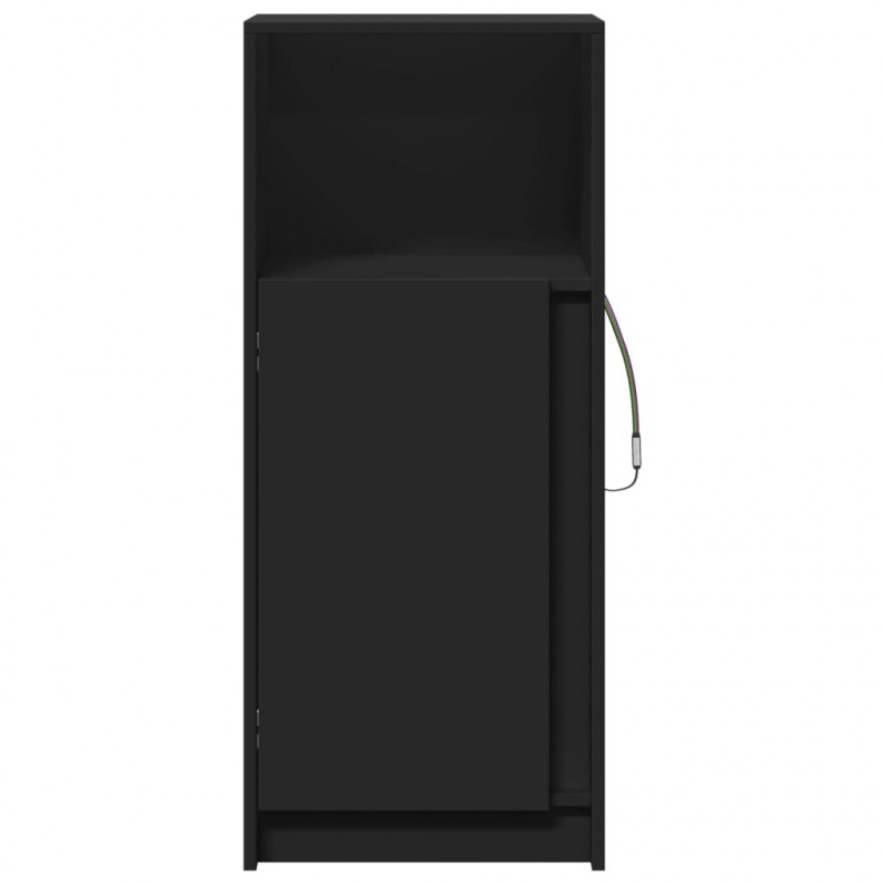 Szafka z LED, czarna, 42,5x34x100 cm, materiał drewnopochodny