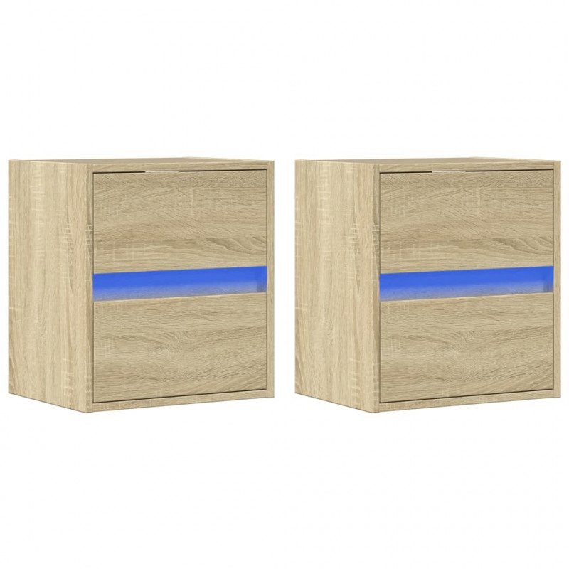 Ścienne szafki TV z LED, 2 szt., dąb sonoma, 41x31x45 cm