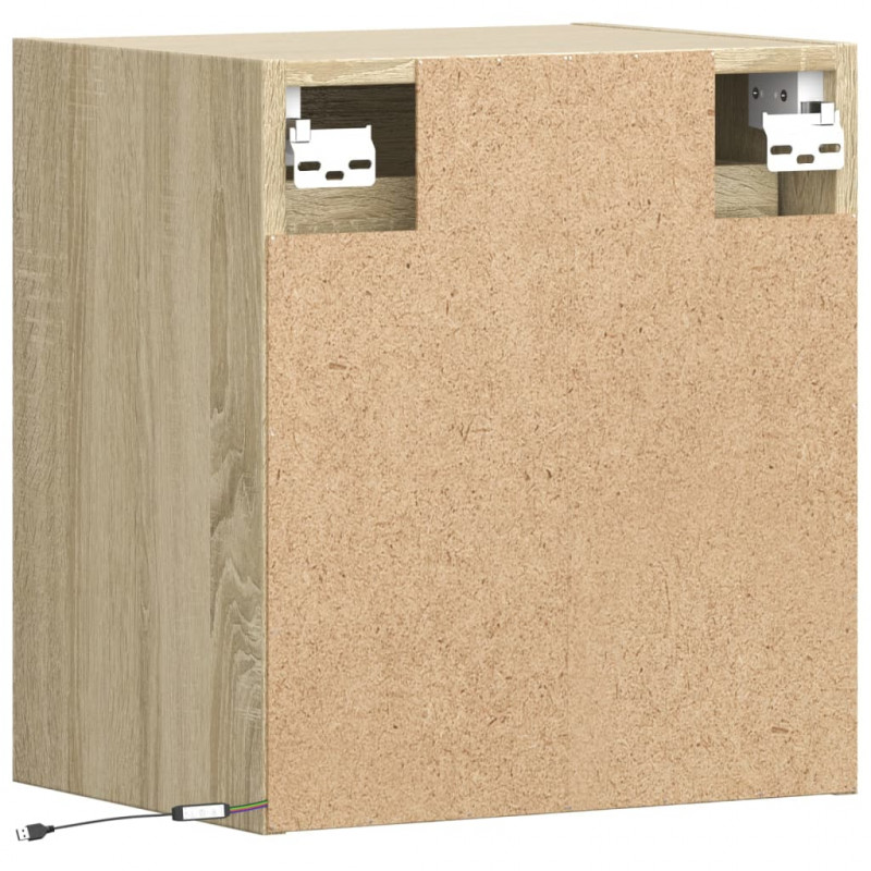 Ścienne szafki TV z LED, 2 szt., dąb sonoma, 41x31x45 cm
