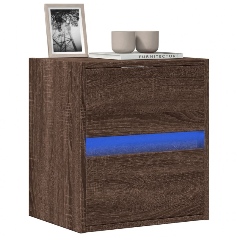 Ścienna szafka TV z LED, brązowy dąb, 41x31x45 cm