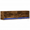 Ścienna szafka TV z LED, przydymiony dąb, 140x31x38 cm