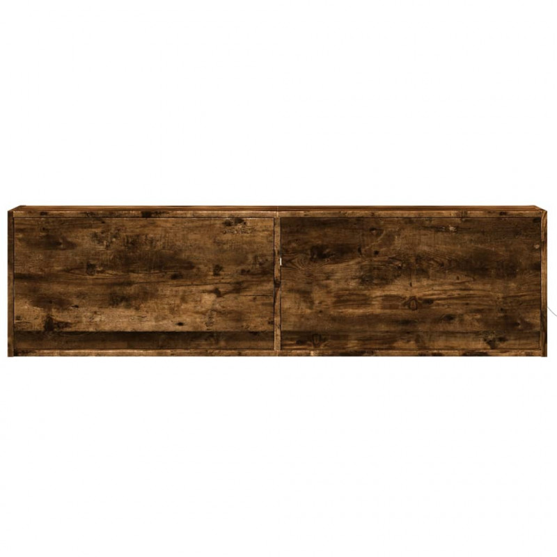 Ścienna szafka TV z LED, przydymiony dąb, 140x31x38 cm