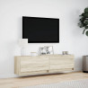 Ścienna szafka TV z LED, dąb sonoma, 140x31x38 cm