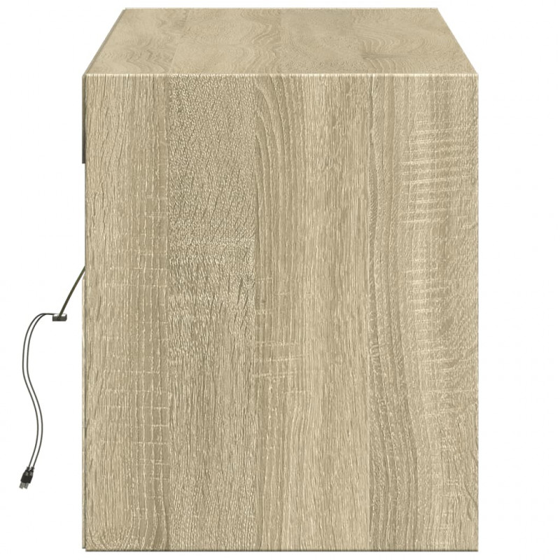 Ścienna szafka TV z LED, dąb sonoma, 140x31x38 cm