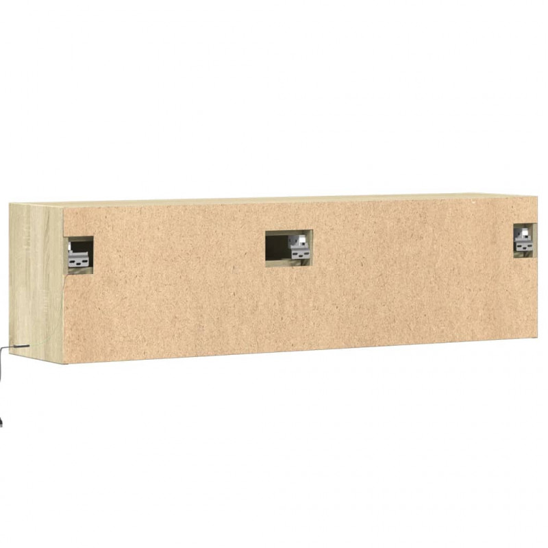 Ścienna szafka TV z LED, dąb sonoma, 140x31x38 cm