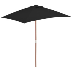 Parasol ogrodowy na drewnianym słupku, czarny, 150x200 cm