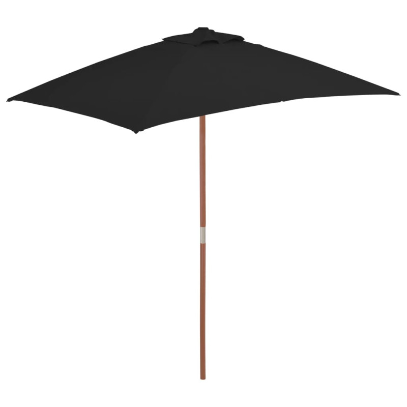 Parasol ogrodowy na drewnianym słupku, czarny, 150x200 cm