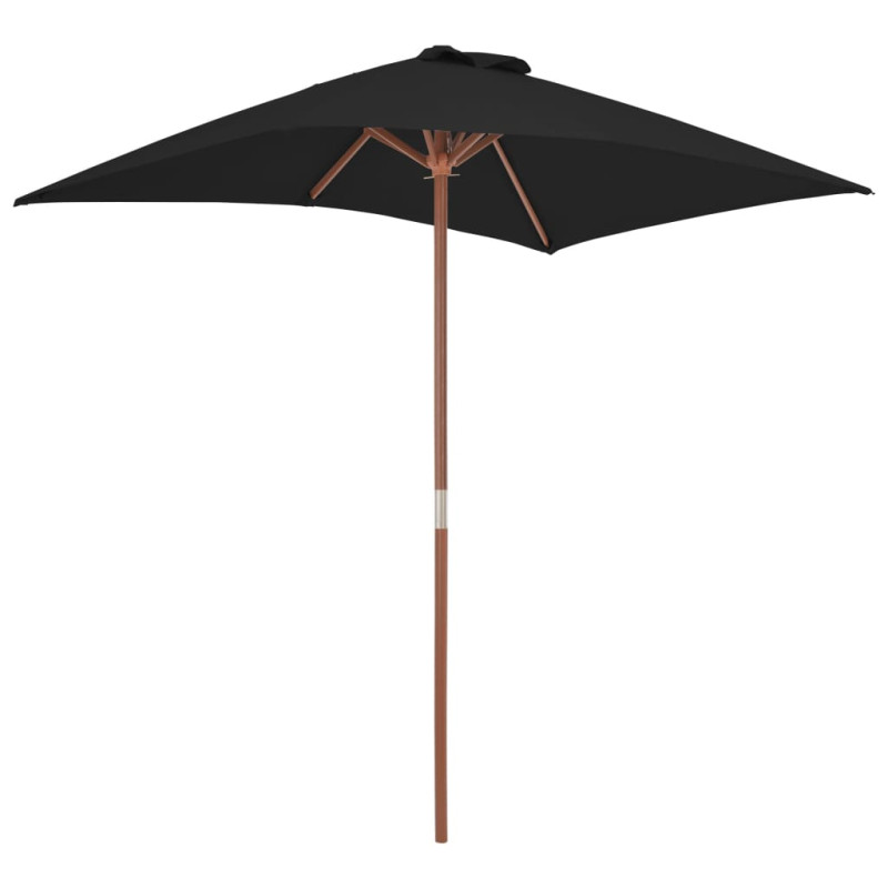 Parasol ogrodowy na drewnianym słupku, czarny, 150x200 cm