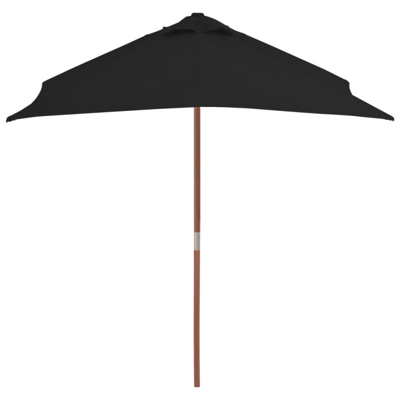 Parasol ogrodowy na drewnianym słupku, czarny, 150x200 cm