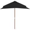 Parasol ogrodowy na drewnianym słupku, czarny, 150x200 cm