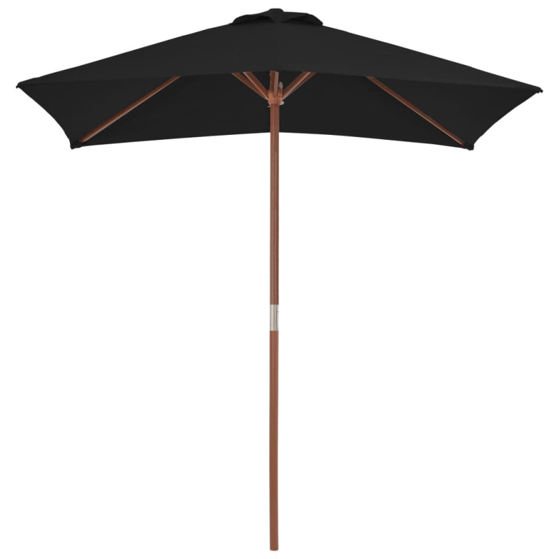 Parasol ogrodowy na drewnianym słupku, czarny, 150x200 cm