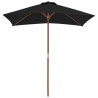 Parasol ogrodowy na drewnianym słupku, czarny, 150x200 cm