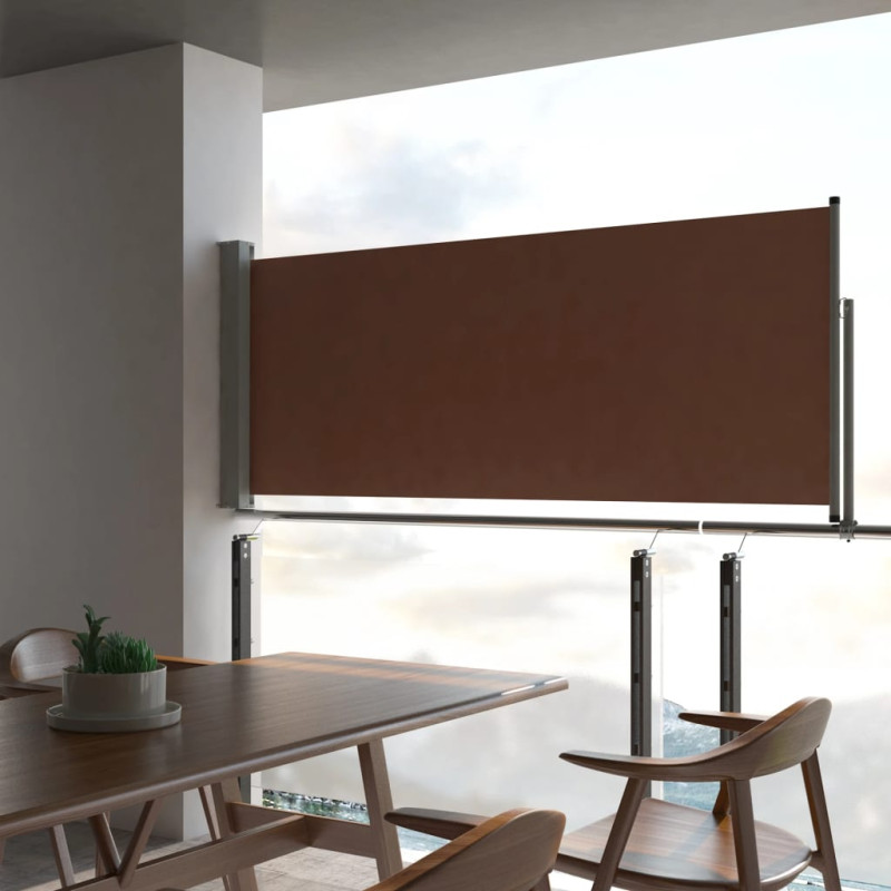 Wysuwana markiza boczna na taras, 100 x 300 cm, brązowa