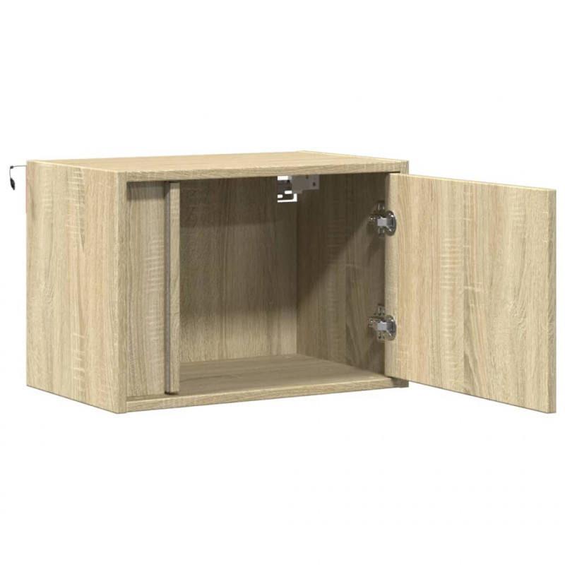 Wiszące szafki nocne z LED, 2 szt., dąb sonoma