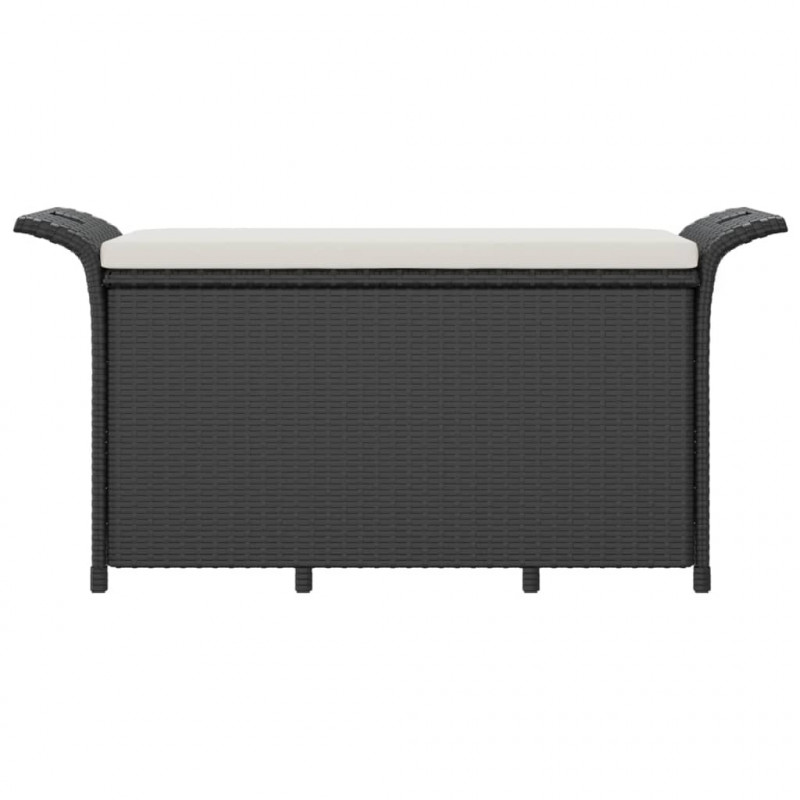 Ławka ogrodowa z poduszką, czarna, 116x46x57 cm, polirattan