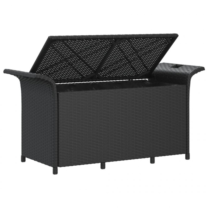 Ławka ogrodowa z poduszką, czarna, 116x46x57 cm, polirattan