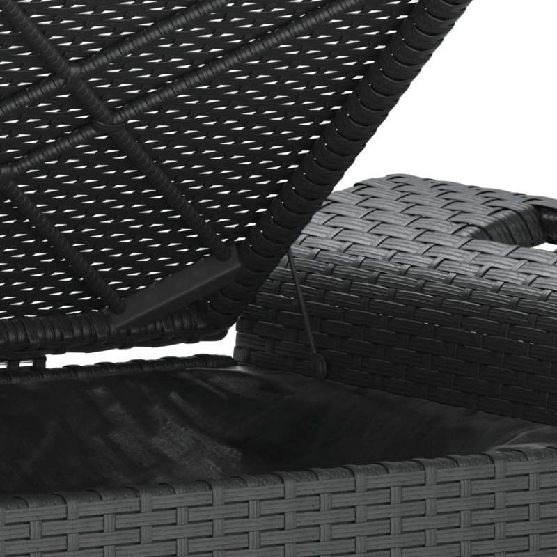 Ławka ogrodowa z poduszką, czarna, 116x46x57 cm, polirattan