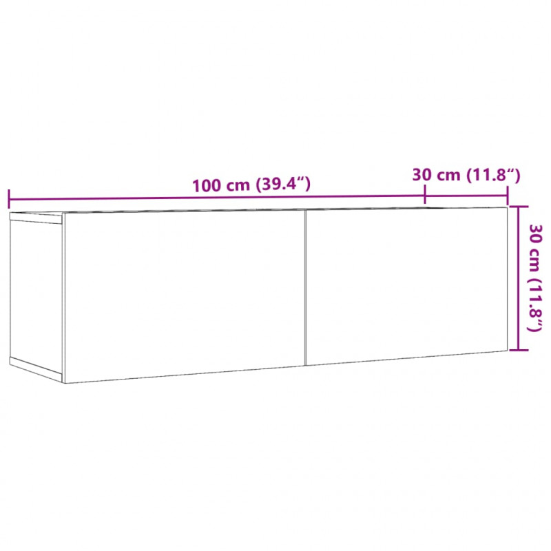 Ścienne szafki TV, 2 szt., stare drewno, 100x30x30 cm