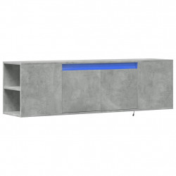 Ścienna szafka TV z LED, szarość betonu, 135x31x39,5 cm