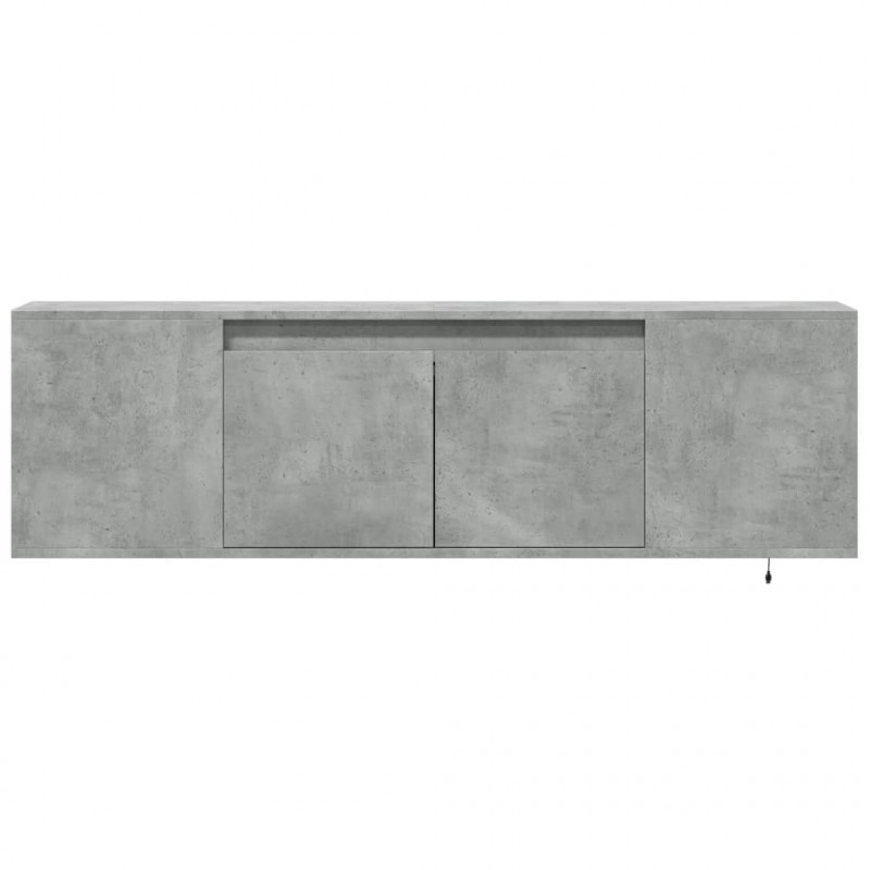 Ścienna szafka TV z LED, szarość betonu, 135x31x39,5 cm