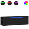 Ścienna szafka TV z LED, czarna, 135x31x39,5 cm