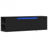 Ścienna szafka TV z LED, czarna, 135x31x39,5 cm