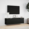 Ścienna szafka TV z LED, czarna, 135x31x39,5 cm